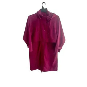 L.L. Bean Women's Vintage Burgundy Trench Coat Jacket PM Hooded